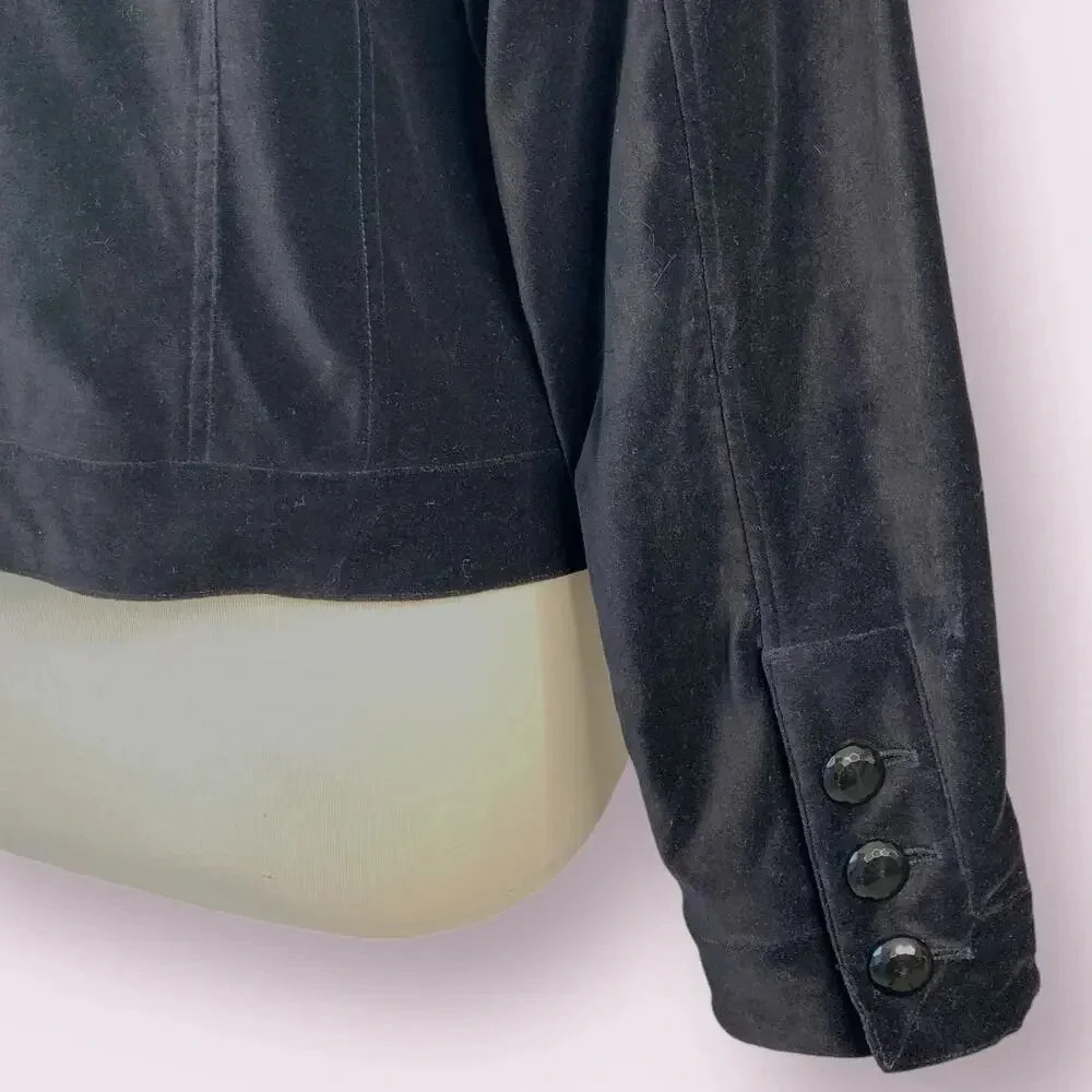 Chico's Vintage Casual Velvet Cropped Open Blazer Jacket Lined Size XL/16 Black - Picture 11 of 16